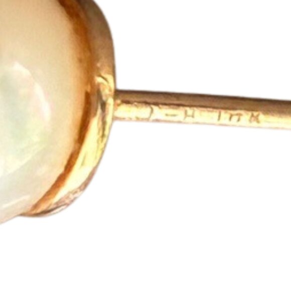 Pearl and Diamond Drop 14K Earrings Vintage - Picture 9 of 10